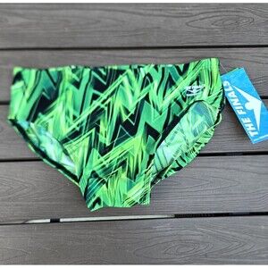 TYR The Finals Onyx All Over Racer Briefs, Mens Size 30, Green NEW